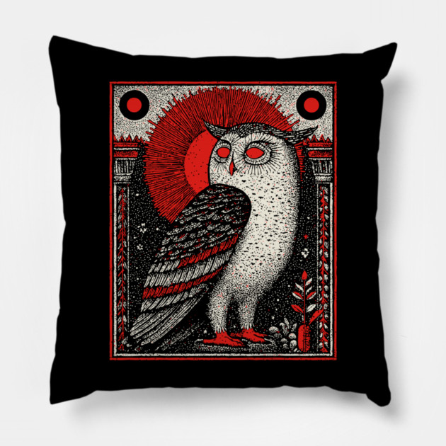 Supernatural Owl Omen | Gothic Harbinger Witchy Art Pillow by TuncGK