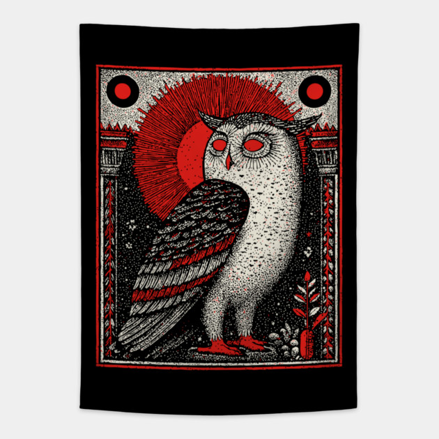 Supernatural Owl Omen | Gothic Harbinger Witchy Art Tapestry by TuncGK