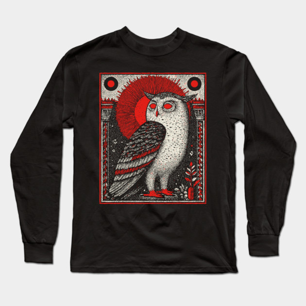 Supernatural Owl Omen | Gothic Harbinger Witchy Art Long Sleeve T-Shirt by TuncGK