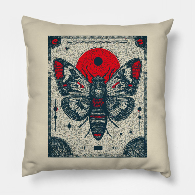 Ornate Cicada Tarot Card | Witchcore Divination Oracle Pillow by TuncGK