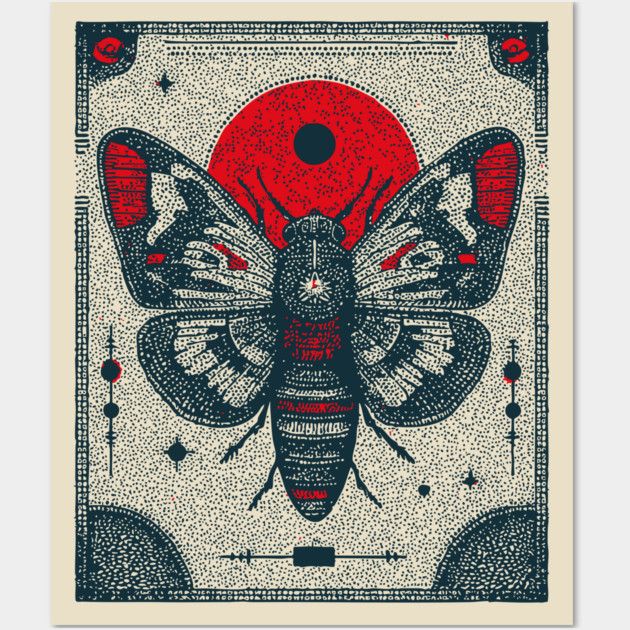 Ornate Cicada Tarot Card | Witchcore Divination Oracle Wall Art by TuncGK