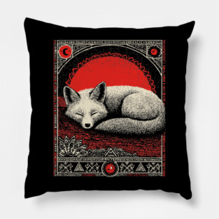 Cottagegoth Sleeping Fox | Dark Cottagecore Dream Spirit Pillow