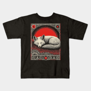 Cottagegoth Sleeping Fox | Dark Cottagecore Dream Spirit Kids T-Shirt