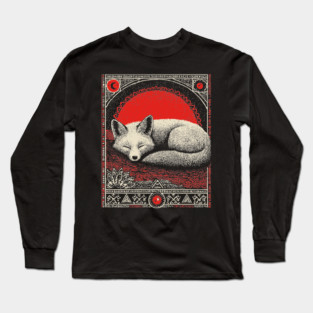 Cottagegoth Sleeping Fox | Dark Cottagecore Dream Spirit Long Sleeve T-Shirt
