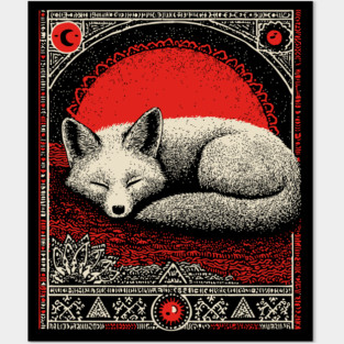 Cottagegoth Sleeping Fox | Dark Cottagecore Dream Spirit Posters and Art