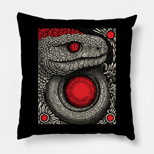 Ouroboros Snake Alchemy Tarot Card | Esoteric Gnostic Symbol Pillow by TuncGK
