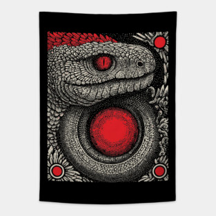 Ouroboros Snake Alchemy Tarot Card | Esoteric Gnostic Symbol Tapestry