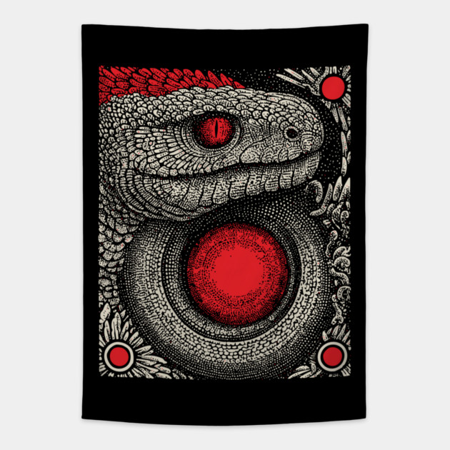 Ouroboros Snake Alchemy Tarot Card | Esoteric Gnostic Symbol Tapestry by TuncGK