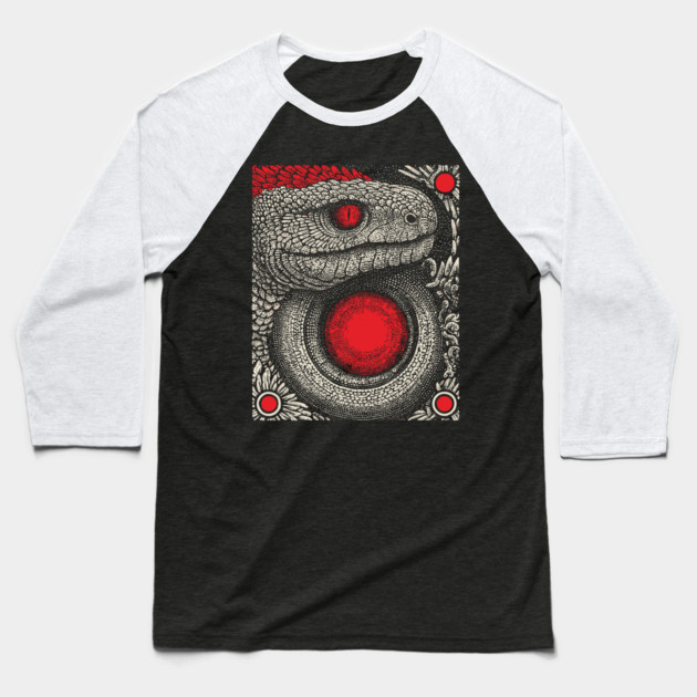 Ouroboros Snake Alchemy Tarot Card | Esoteric Gnostic Symbol Baseball T-Shirt by TuncGK