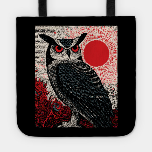 Wise Owl Grimoire Tarot Card | Dark Academia Nocturnal Tote by TuncGK