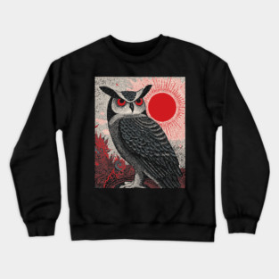 Wise Owl Grimoire Tarot Card | Dark Academia Nocturnal Crewneck Sweatshirt