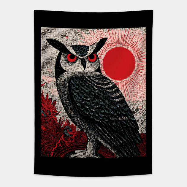Wise Owl Grimoire Tarot Card | Dark Academia Nocturnal Tapestry by TuncGK