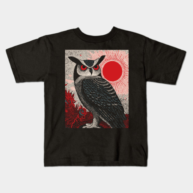 Wise Owl Grimoire Tarot Card | Dark Academia Nocturnal Kids T-Shirt by TuncGK