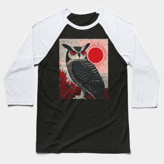 Wise Owl Grimoire Tarot Card | Dark Academia Nocturnal Baseball T-Shirt by TuncGK