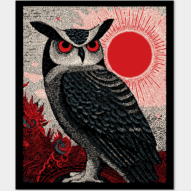 Wise Owl Grimoire Tarot Card | Dark Academia Nocturnal Wall Art by TuncGK