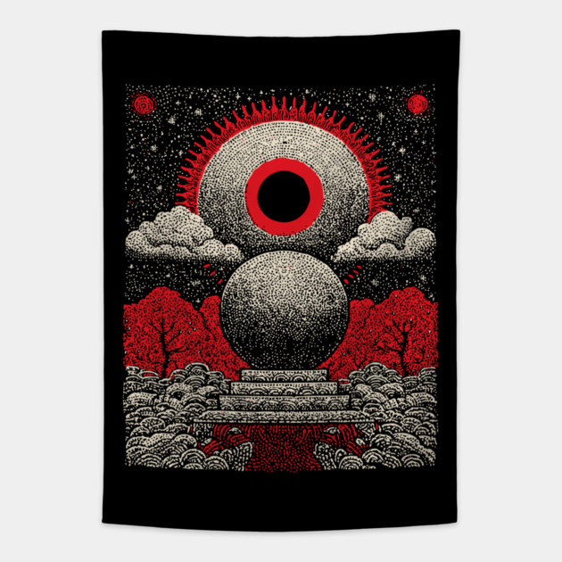 All-Seeing Eye Crystal Ball Tarot Card | Cosmic Occult Divination Tapestry by TuncGK