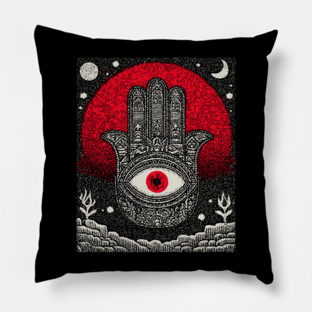 Hamsa Hand of Fatima Tarot Card | Celestial Protection Amulet Pillow by TuncGK