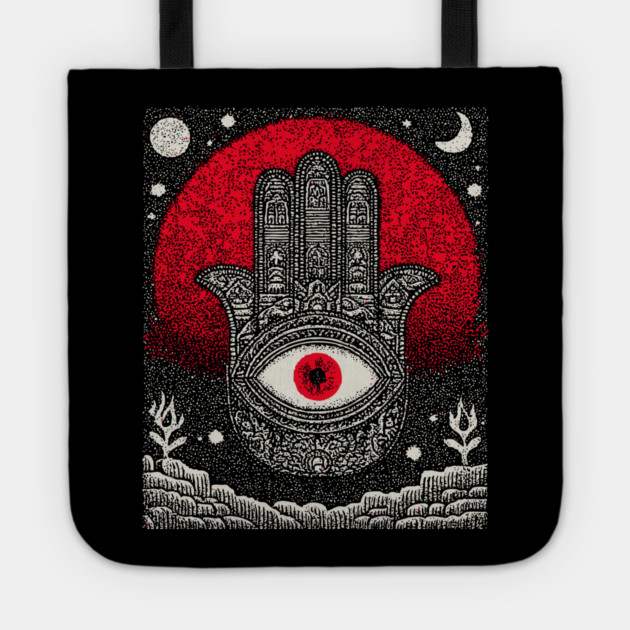 Hamsa Hand of Fatima Tarot Card | Celestial Protection Amulet Tote by TuncGK