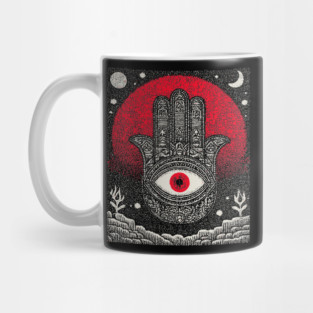 Hamsa Hand of Fatima Tarot Card | Celestial Protection Amulet Mug