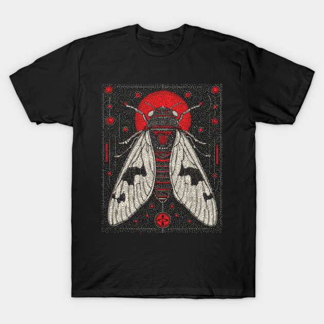 Mystic Cicada Rebirth Tarot Card | Goblincore Occult Symbol T-Shirt by TuncGK