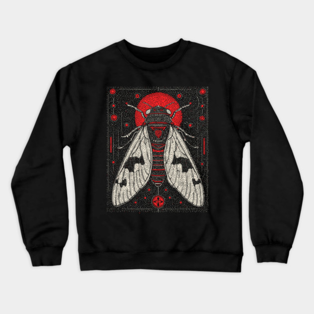Mystic Cicada Rebirth Tarot Card | Goblincore Occult Symbol Crewneck Sweatshirt by TuncGK