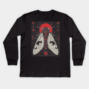 Mystic Cicada Rebirth Tarot Card | Goblincore Occult Symbol Kids Long Sleeve T-Shirt