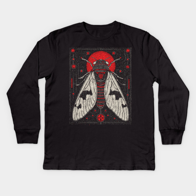 Mystic Cicada Rebirth Tarot Card | Goblincore Occult Symbol Kids Long Sleeve T-Shirt by TuncGK