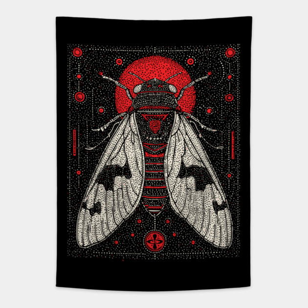 Mystic Cicada Rebirth Tarot Card | Goblincore Occult Symbol Tapestry by TuncGK