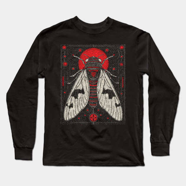 Mystic Cicada Rebirth Tarot Card | Goblincore Occult Symbol Long Sleeve T-Shirt by TuncGK