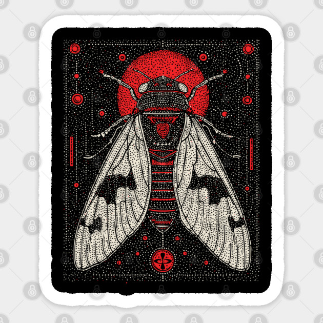 Mystic Cicada Rebirth Tarot Card | Goblincore Occult Symbol Sticker by TuncGK