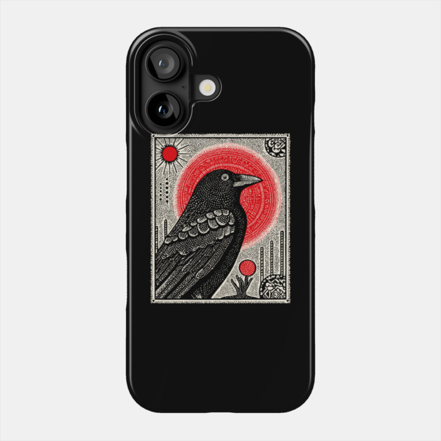 Occult Raven Tarot Card | Gothic Crow Grimoire Art Phone Case by TuncGK