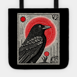 Occult Raven Tarot Card | Gothic Crow Grimoire Art Tote