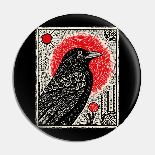 Occult Raven Tarot Card | Gothic Crow Grimoire Art Pin by TuncGK