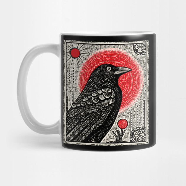 Occult Raven Tarot Card | Gothic Crow Grimoire Art by TuncGK