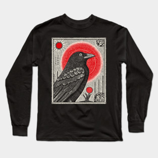 Occult Raven Tarot Card | Gothic Crow Grimoire Art Long Sleeve T-Shirt
