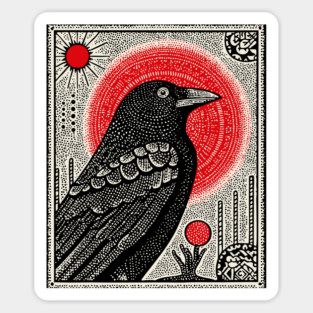Occult Raven Tarot Card | Gothic Crow Grimoire Art Magnet