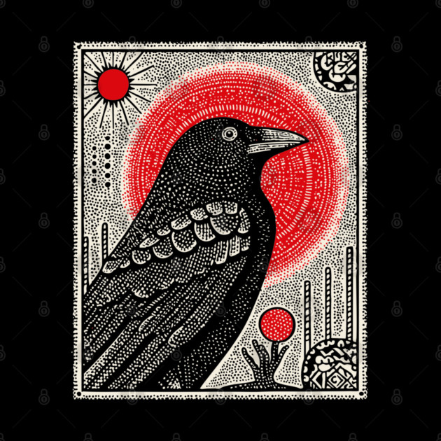Occult Raven Tarot Card | Gothic Crow Grimoire Art by TuncGK