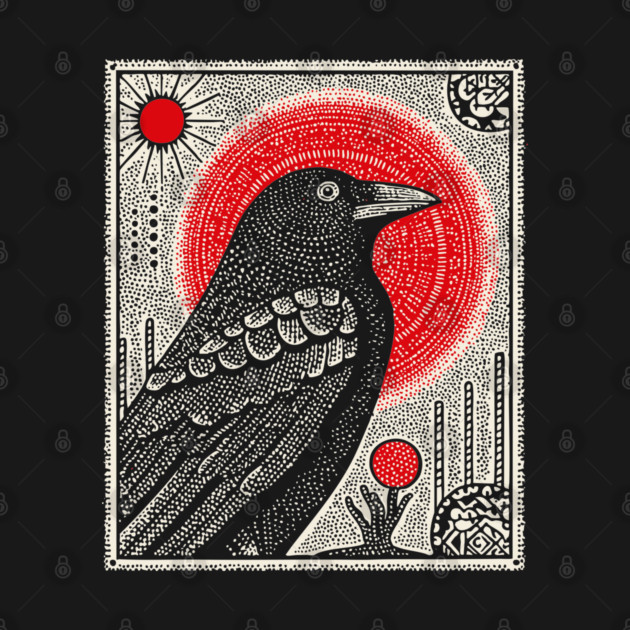 Occult Raven Tarot Card | Gothic Crow Grimoire Art by TuncGK
