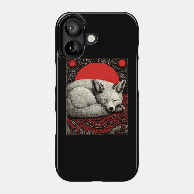 Sleeping Fox Spirit Animal Tarot Card | Witchy Nocturnal Familiar Phone Case by TuncGK