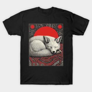 Sleeping Fox Spirit Animal Tarot Card | Witchy Nocturnal Familiar T-Shirt