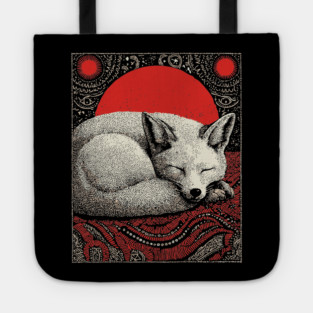 Sleeping Fox Spirit Animal Tarot Card | Witchy Nocturnal Familiar Tote