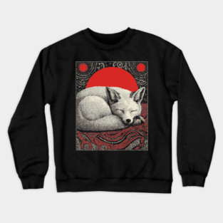 Sleeping Fox Spirit Animal Tarot Card | Witchy Nocturnal Familiar Crewneck Sweatshirt