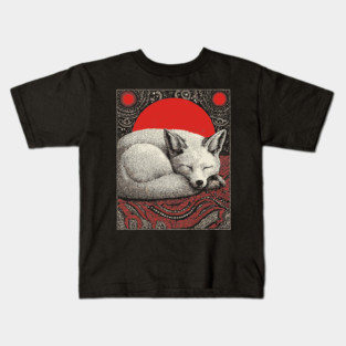 Sleeping Fox Spirit Animal Tarot Card | Witchy Nocturnal Familiar Kids T-Shirt