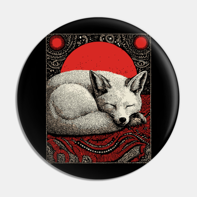 Sleeping Fox Spirit Animal Tarot Card | Witchy Nocturnal Familiar Pin by TuncGK