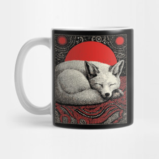 Sleeping Fox Spirit Animal Tarot Card | Witchy Nocturnal Familiar Mug