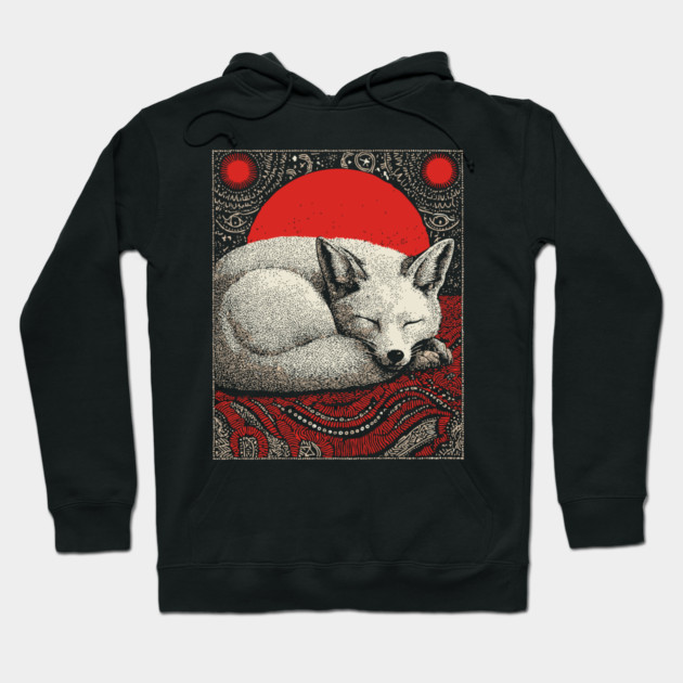 Sleeping Fox Spirit Animal Tarot Card | Witchy Nocturnal Familiar Hoodie by TuncGK
