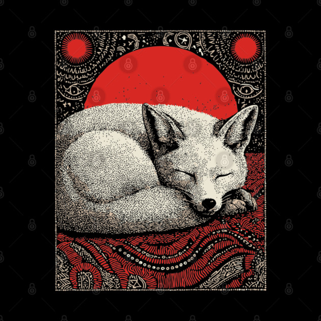 Sleeping Fox Spirit Animal Tarot Card | Witchy Nocturnal Familiar by TuncGK