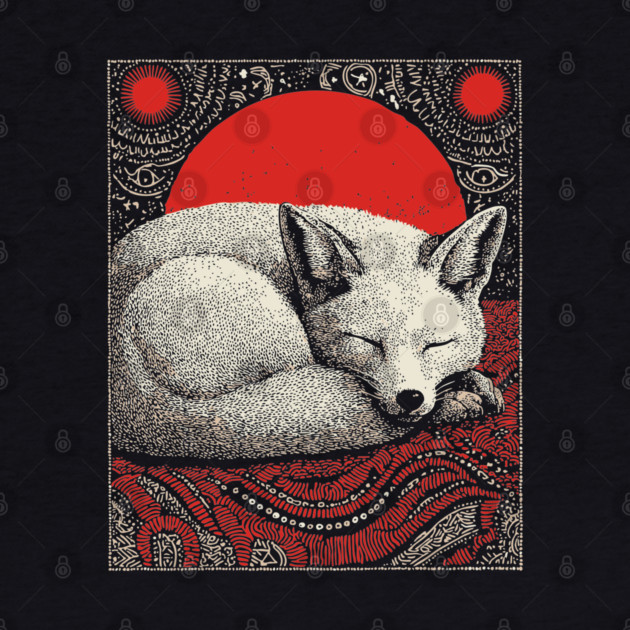 Sleeping Fox Spirit Animal Tarot Card | Witchy Nocturnal Familiar by TuncGK