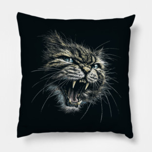 80s Style Airbrush Cat Art Pillow