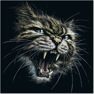 80s Style Airbrush Cat Art Posters and Art